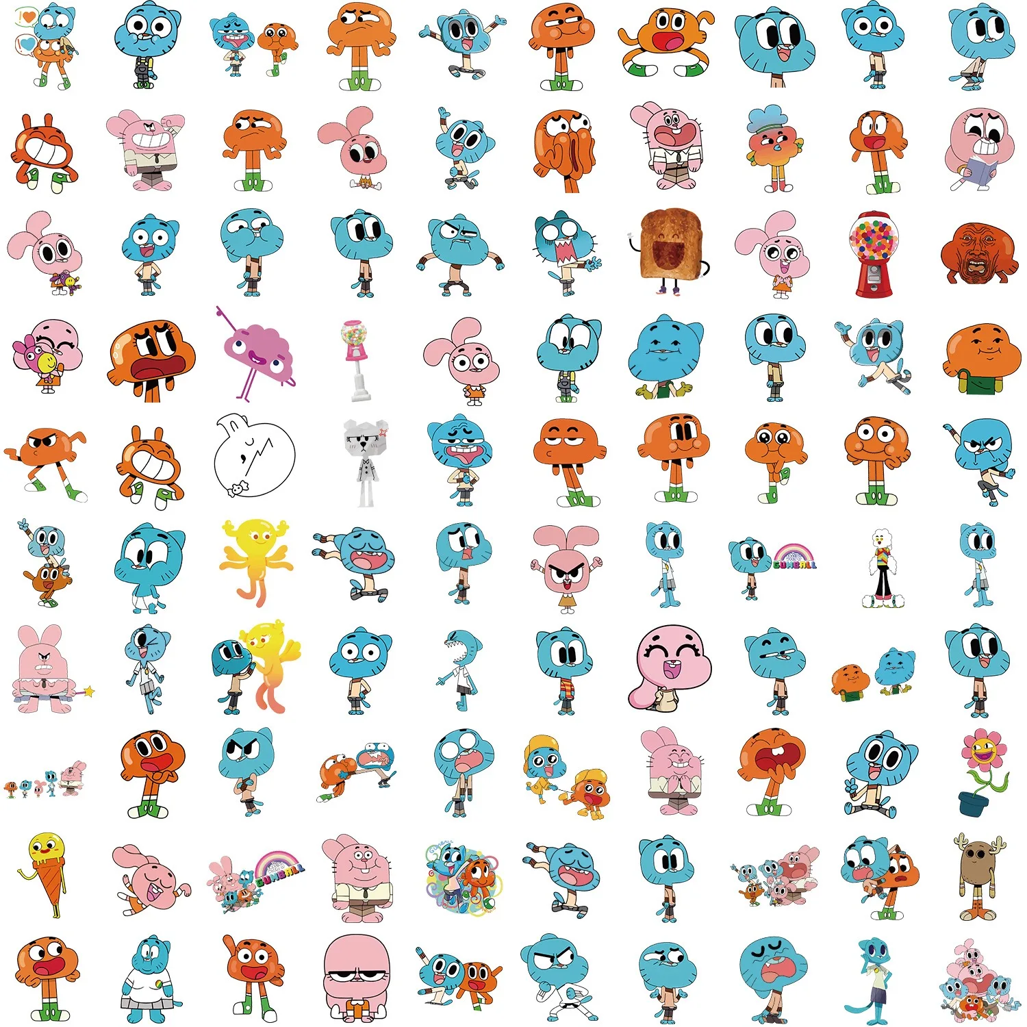50/100Pcs 귀여운 Gumball 스티커의 놀라운 세계 하라주쿠 소녀 DIY 스케이트 보드 오토바이 장식 전화 노트북 데칼