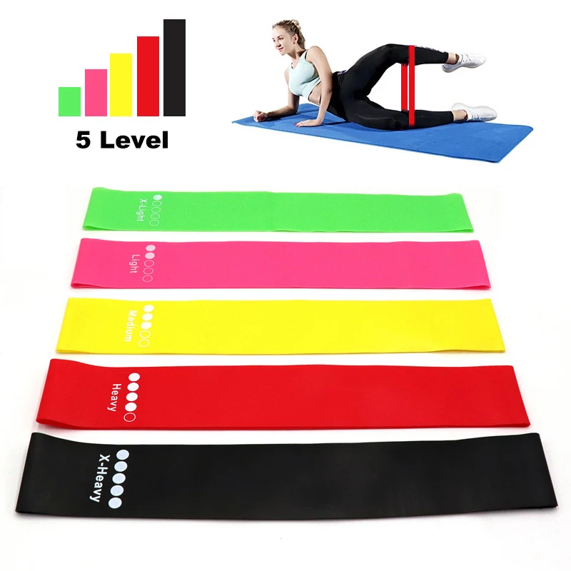 5PCs Resistance Bands Power Strength Yoga Exercise Fitness Gym Crossfit Workout 