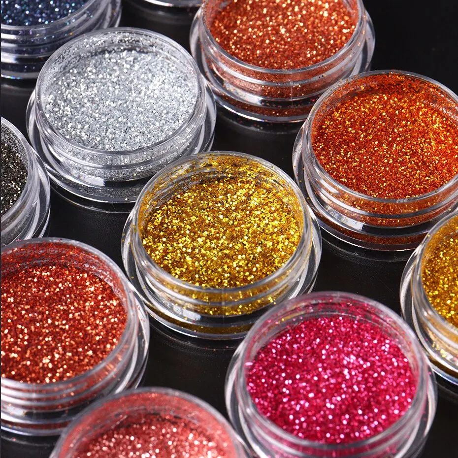 35pcs Nail Art Powder Glitter Sparkling Gold Silver Chrome Sandy Powder Nails Sequins Flakes Dipping Dust Decorations Manicure