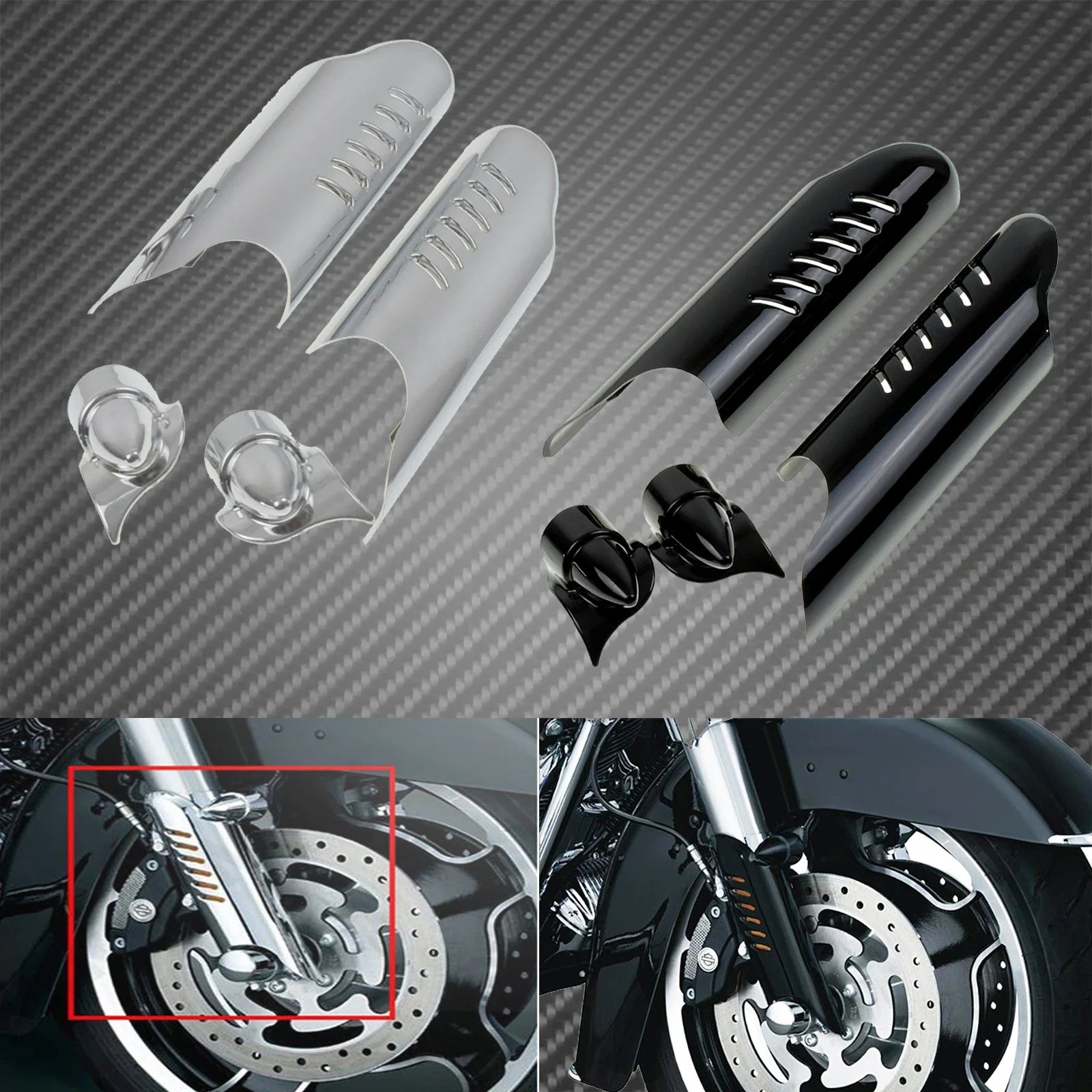 Leg Shield Harley Touring, Chrome Fork Cover, Deflector Shield