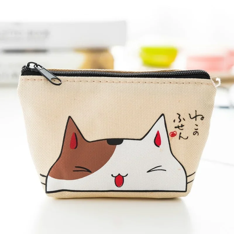 Women Cute Cat Sanitary Napkin Pad  Zipper Cosmetic Bag Girls Makeup Lipstick Pouch Travel Earphone Coin Organizer Storage Bag