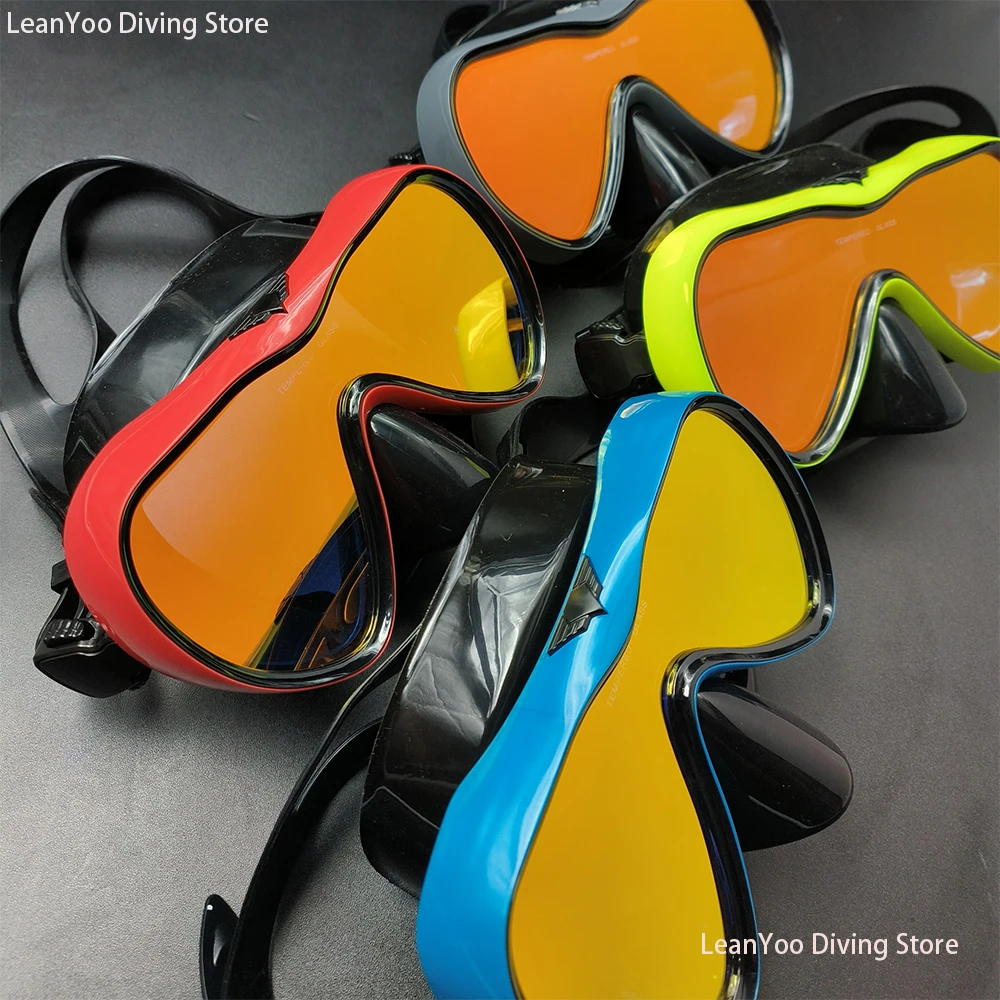 Wide View Tempered Glass Diving Glasses Anti Leakage Mirrored Scuba Goggles Silicone Snorkelling Set with Dry Tube