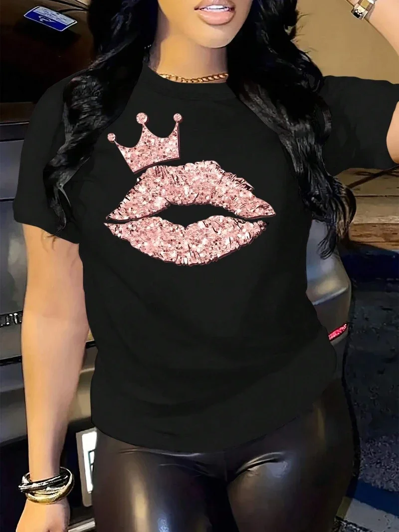 تي شيرت المرأة مثير الشفاه