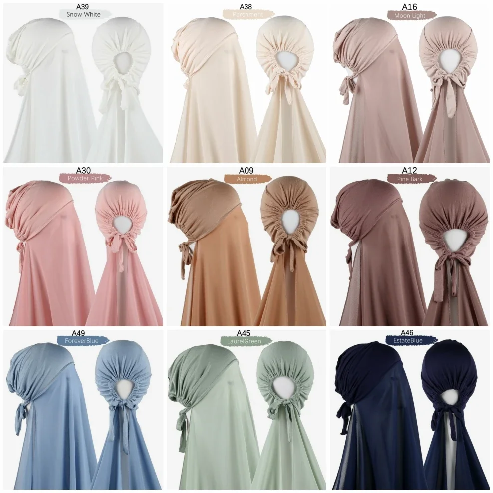 Plain Chiffon Shawl Jersey Underscarf Cap Islam Inner Scarf Headband Stretch Hijab Cover Headwrap Turbante