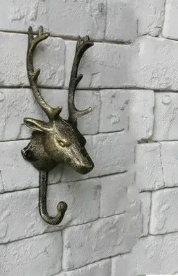 American Rural deer hook cast iron coat hooks bedroom wall decoration loft  industrial wind - AliExpress