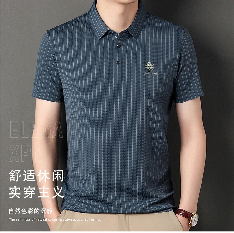 Green Snake Fashion Summer Casual Breathable Cool Comfortable Lapel Polo Short Sleeve Korean Striped Print Design T-shirt Top 11 Sc00daffd52dd4e819cff31b9690cf436K