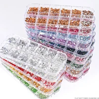 12Grids SS6-SS30 Mixed Nail Rhinestones Shiny Clear/Gold/Pink/Blue Diamond Flat-back Nail Gems Glass Stones Nails Decoration 1
