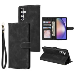 Leather Flip Case with Wallet Card Slot for Samsung S23 Plus (Black)