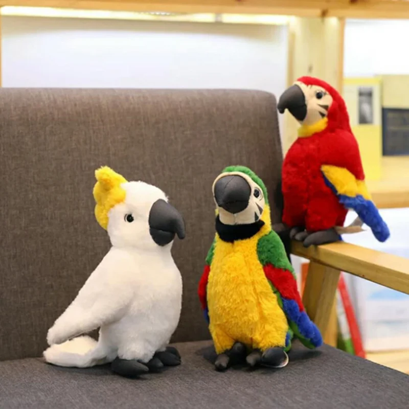 25cm Lovely Simulation Plush Parrot Bird Stuffed Animals Doll Home Car Garden Decoration Gift for Kids