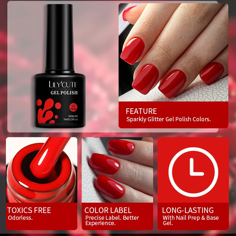 LILYCUTE 5Pcs/Set 7ML Red Brown Nail Gel DIY Nail Art Semi Permanent UV Gel Polish Long Lasting Design Manicure Kit Supplies