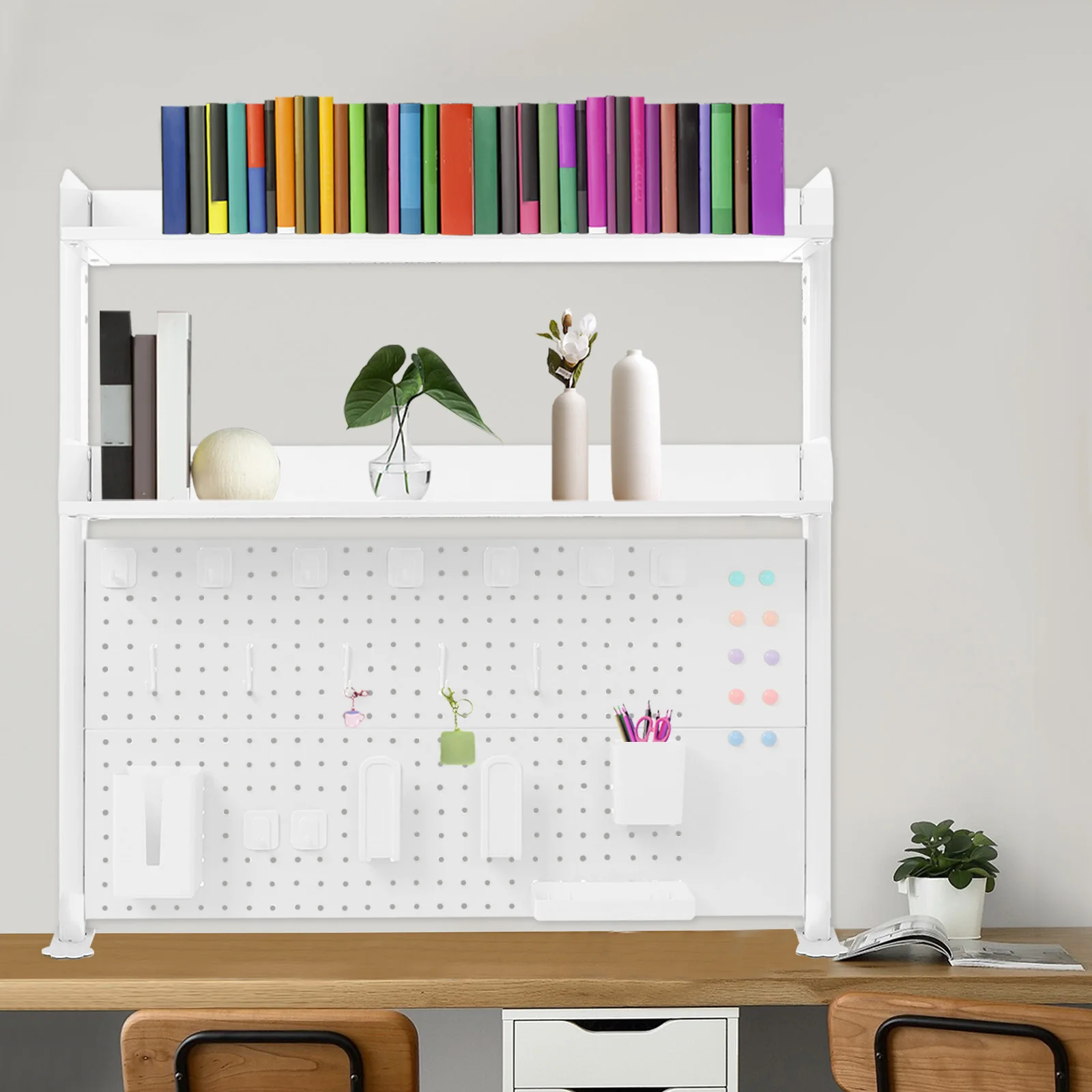 Klemmbares Schreibtisch-Pegboard-Regal, Bücherregal, Büro-Computer-Schreibtisch-Zubehör-Organizer für Büro, Gaming, Zuhause, Modulares Aufhängesystem – Detail 1