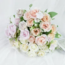 

10head/bouquet Silk Roses Artificial Flower Wedding Garden Flowers Living Room Desk Home Decoration Fake Flower Accessories