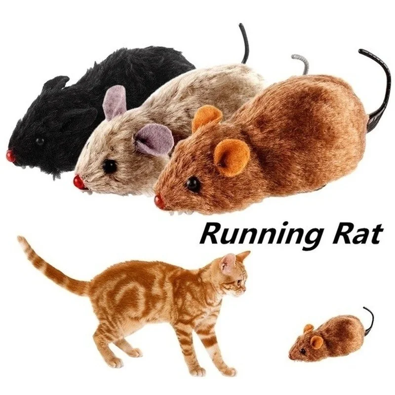 1Pc Funny Lifelike Plush Mouse Running Rat Toy for Cats Dogs Tail Mouse