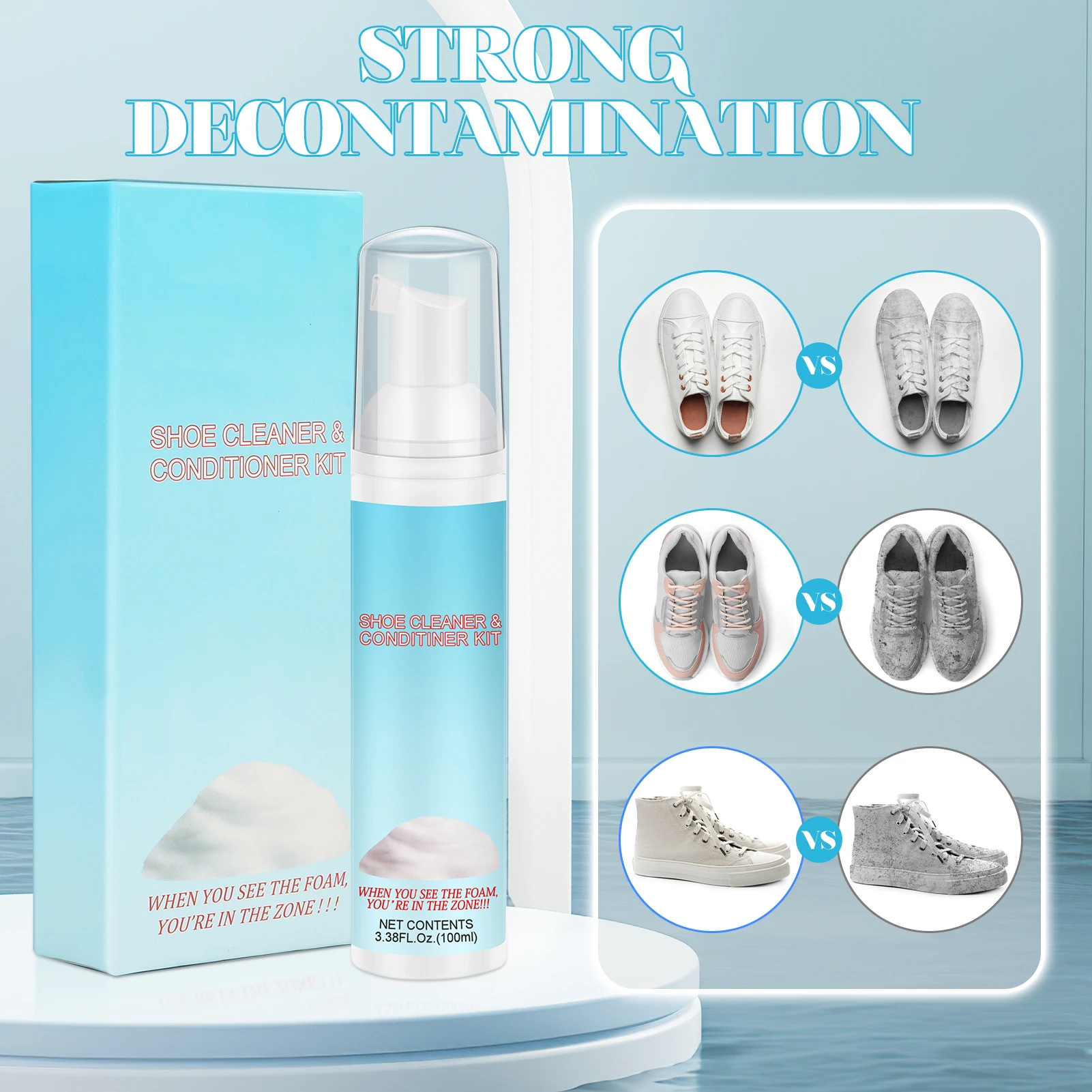 1/3Set Shoe Cleaning Kit Brush and Towel Shoe Cleaner Removes Dirt and Stain For Leather Boots Canvas Suede PU Fabric 100ML