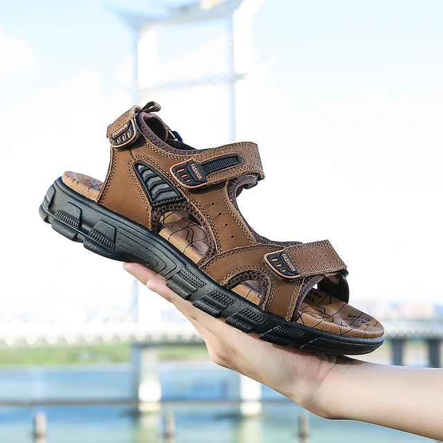 Men's leather sandals  Mens sandals fashion, Mens leather sandals, Genuine  leather sandals