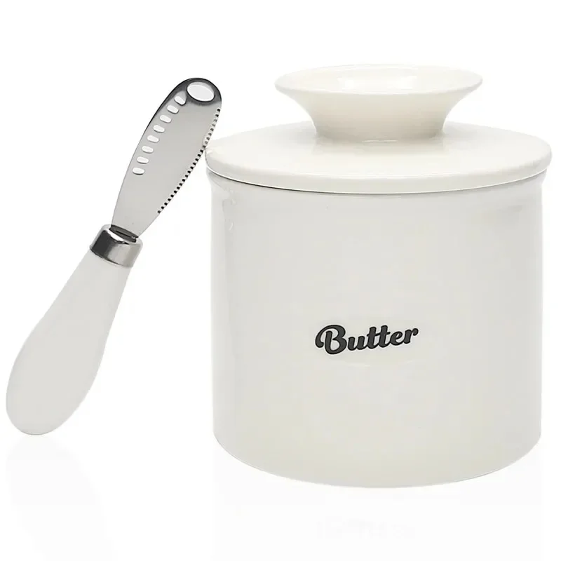 With lid French Butter Crock For Counter On Demand Spreadable Butter Ceramic Bell Style Jar Dish Cheese Storage