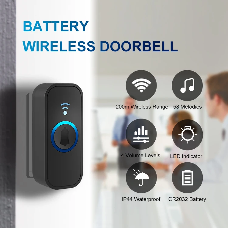 touch screen intercom Wireless Doorbell NO battery Waterproof EU Plug led light 300m long range smart 433mhz bticino intercom