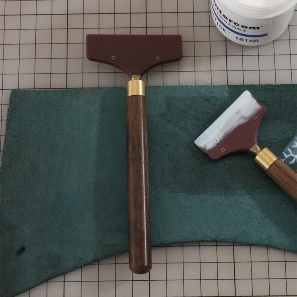 Practical Leather Gluing Tool Sandalwood Handle DIY Handcraft Glue Application Tools for Leathercraft