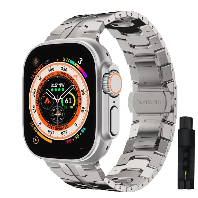 Luxury Titanium Color Stainless Steel Watch Band, Ultra-Premium Metal Strap