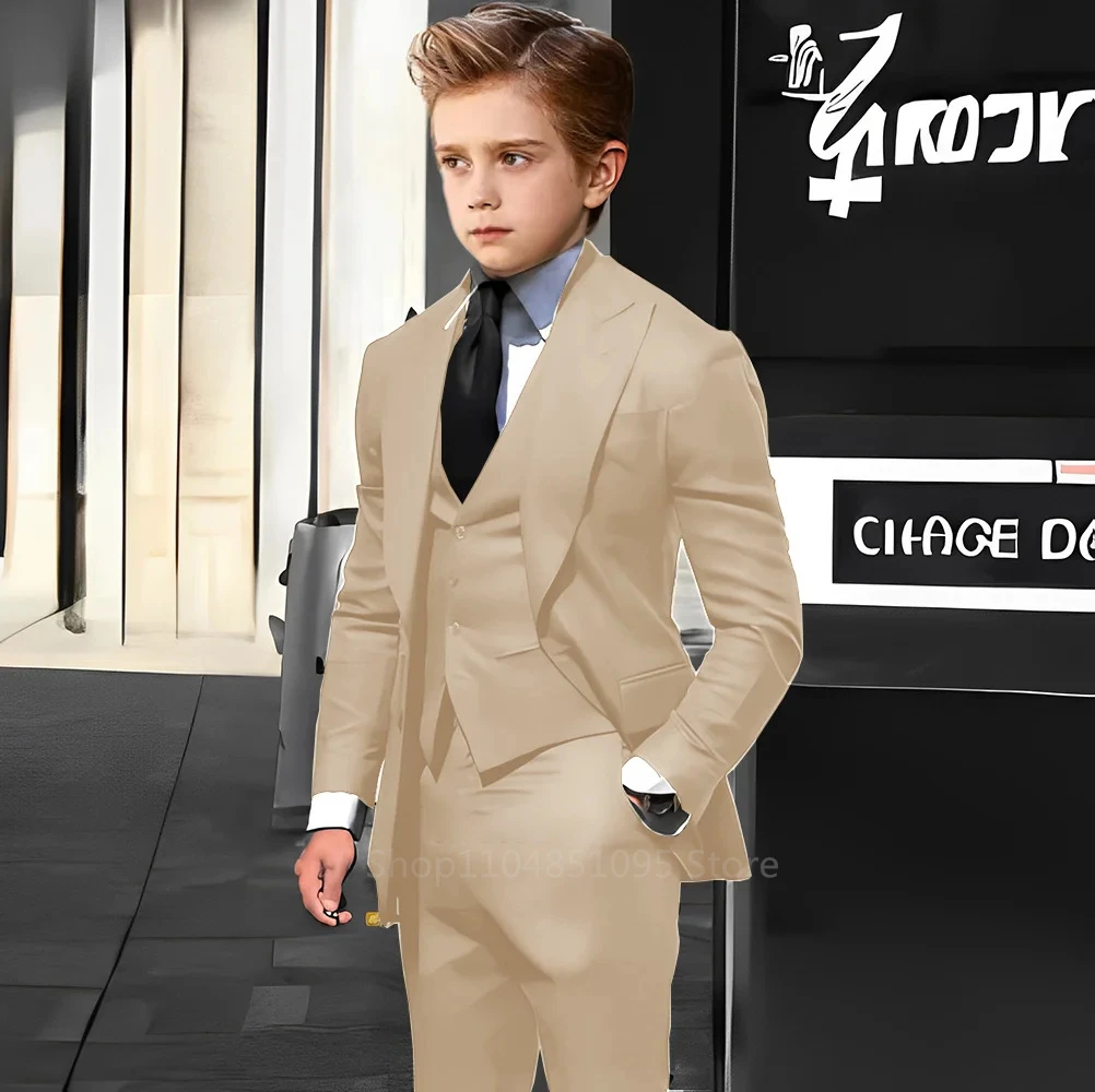 Classy Formal Suit Sets for Boys 2-18 Years 3-Piece Kids Slim Fitting Suits Blazer Vest Pants Kid Wedding Suits Graduation Set
