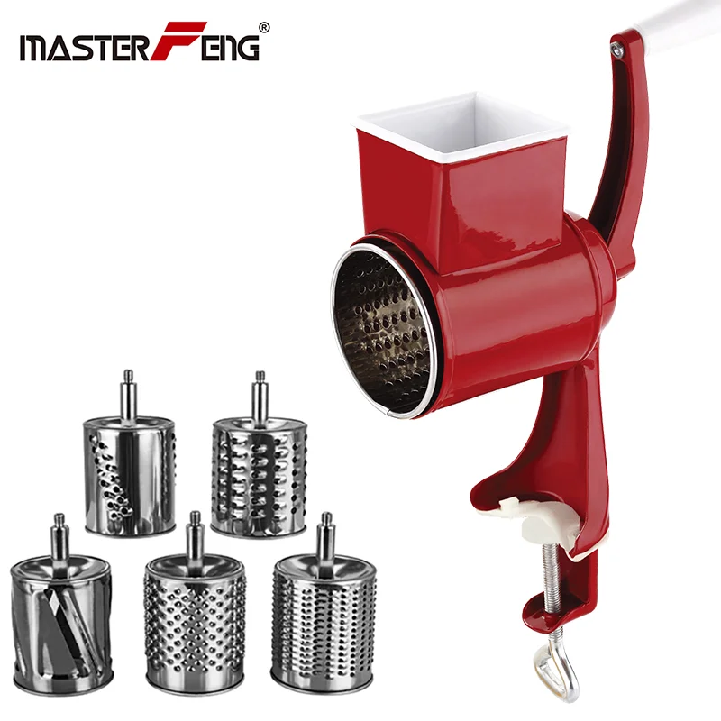 MASTER FENG Multi functional kitchen rotary nut & cheese grater vegetable shredder fruits slicer with 5 drums kitchen chopper