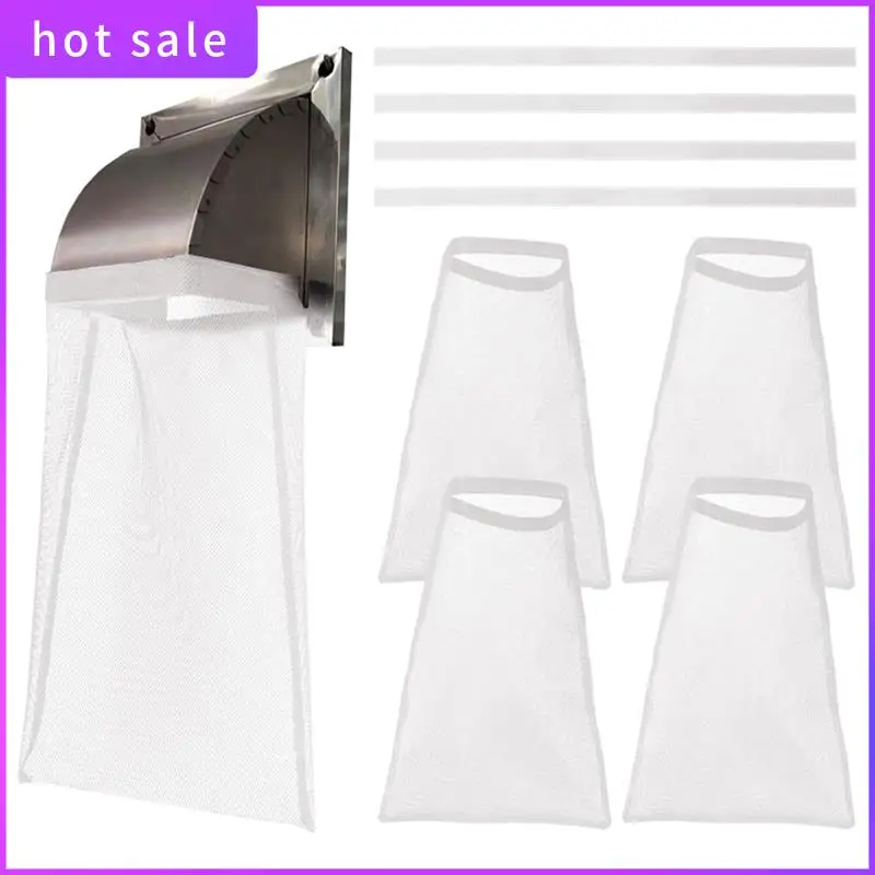 4Pack Dryer Vent Lint Bags Lint Traps Dust Bag For Outdoor Dryer Vents Capturing And Dust White