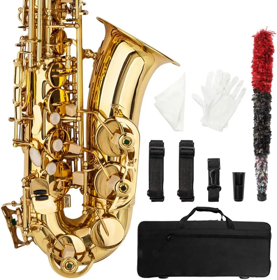 

Альт-саксофон Drop E латунный Sax полный комплект для начинающих студентов с резьбой, мундштук, переноска чехол, перчатки, чистящая ткань B