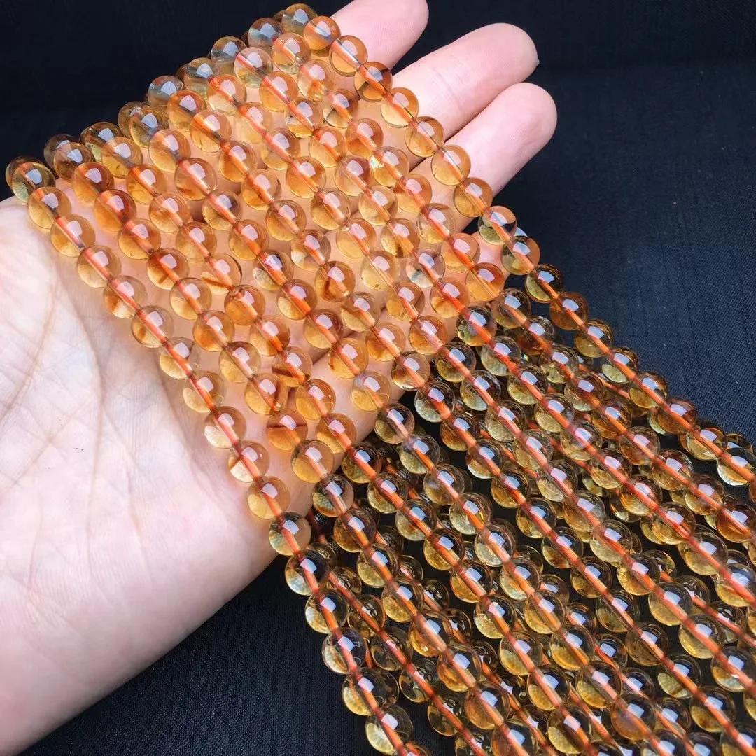 

1 шт., браслет Fengbaowu из натурального цитрина, круглые бусины 55 см, Кристалл Рейки, лечебный камень, Модная бижутерия, подарок для женщин