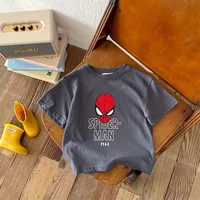 Hot Selling Cartoon Baby Boy And Girl T-shirts In 2024 Summer Round Neck Loose Short Sleeves Spider Man Printed Fashion Top 2