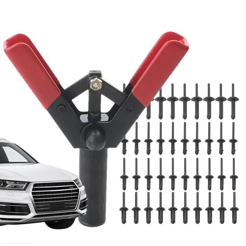 Hand Rivet Tool Heavy Duty Riveter With 40Pcs Nylon Blind Rivets Manual Riveting Tool Riveter Rivet Nut