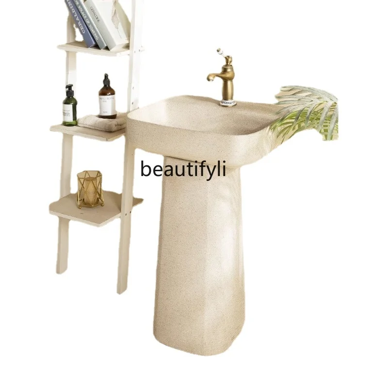 

Square Pedestal Basin Integrated Stone Ceramic Outdoor Wash Basin Courtyard Sub-Pool Balcony Villa Garden Wash Basin