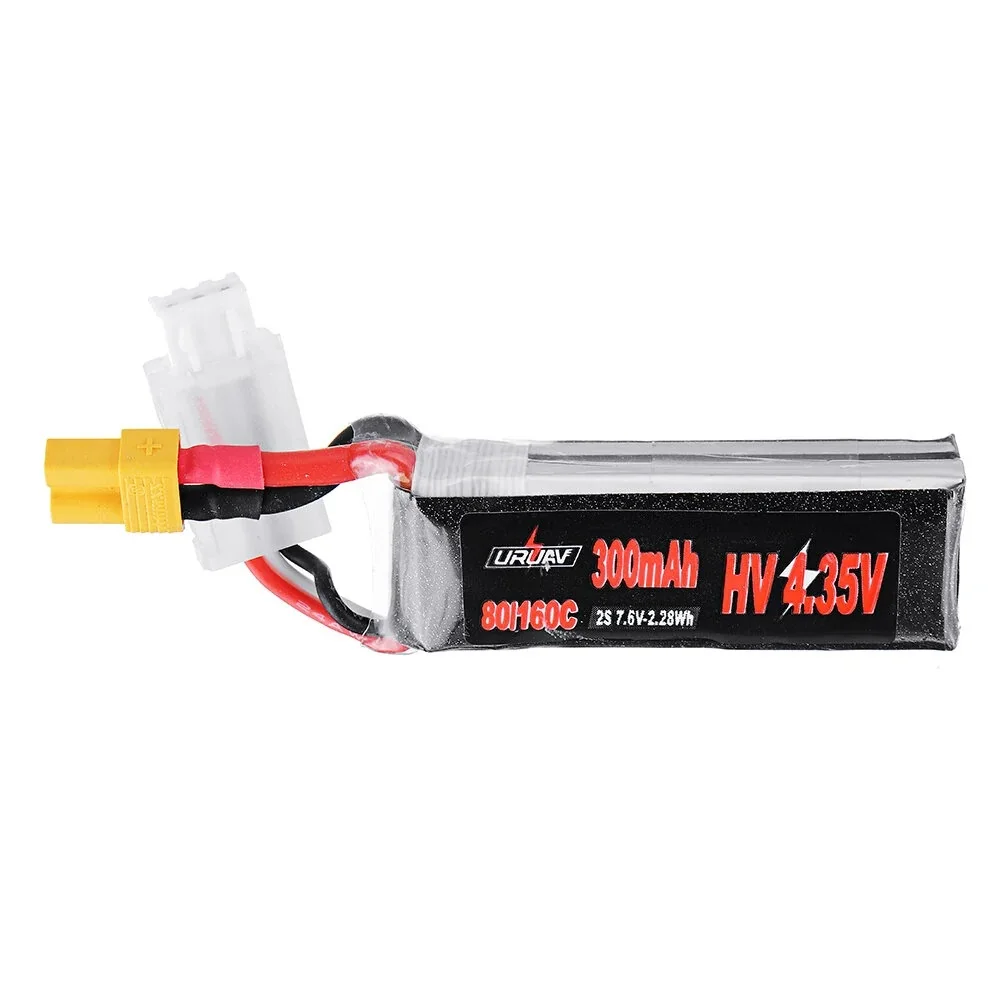 Uruav 7.6V 300Mah 80C/160C 2S Hv 4.35V Batteria Lipo Xt30 Spina Per Emax Tinyhawk Ii Indoor Fpv Racing Drone