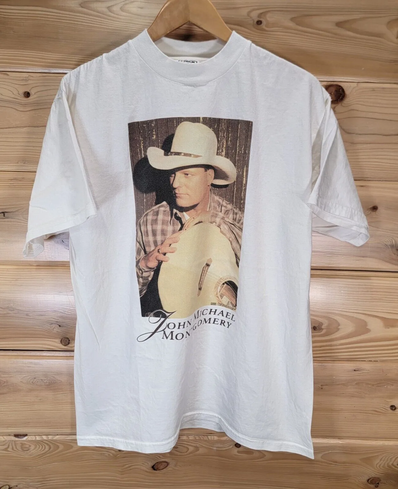 Vtg 1996 John Michael Bell Concert T Shirt Double Sided Men Large Nice Man Maniche Lunghe O Corte