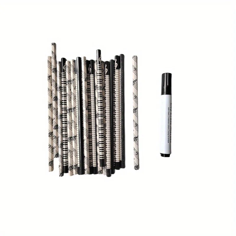 10Pcs Piano Music Note Pencil + 4pcs Pencil Eraser Stationery HB Wooden Painting Sketch Pen Exquisite Gift 3
