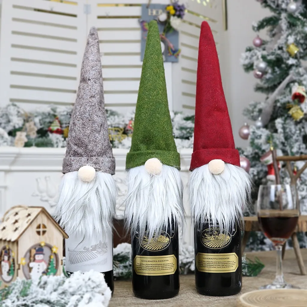 Wine Bottle Cover Christmas Gnome Faceless Doll Champagne Bottle Cover Decoration
