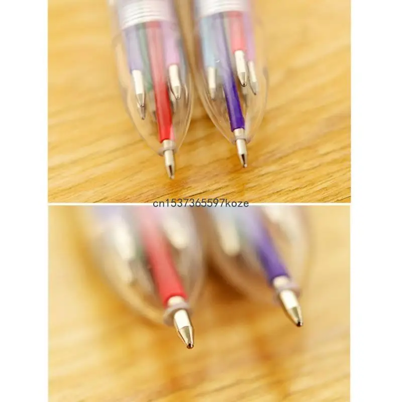 6 Pcs 6-in-1 개폐식 볼펜 멀티 컬러 볼펜 셔틀 펜