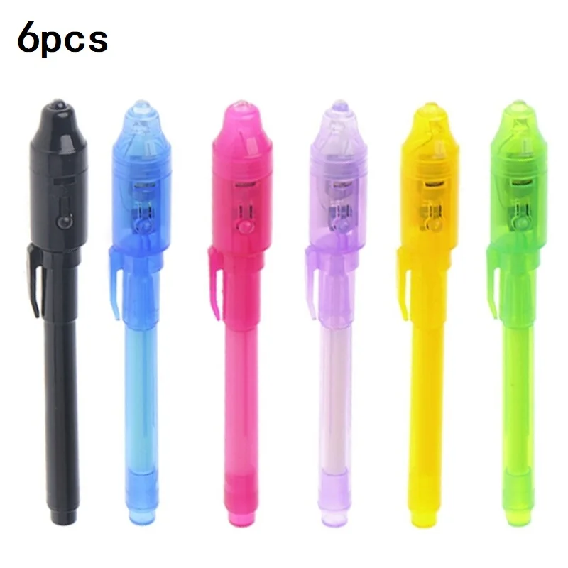 6pcs Magic Pen 2 In 1 UV Black Light Combo For Child