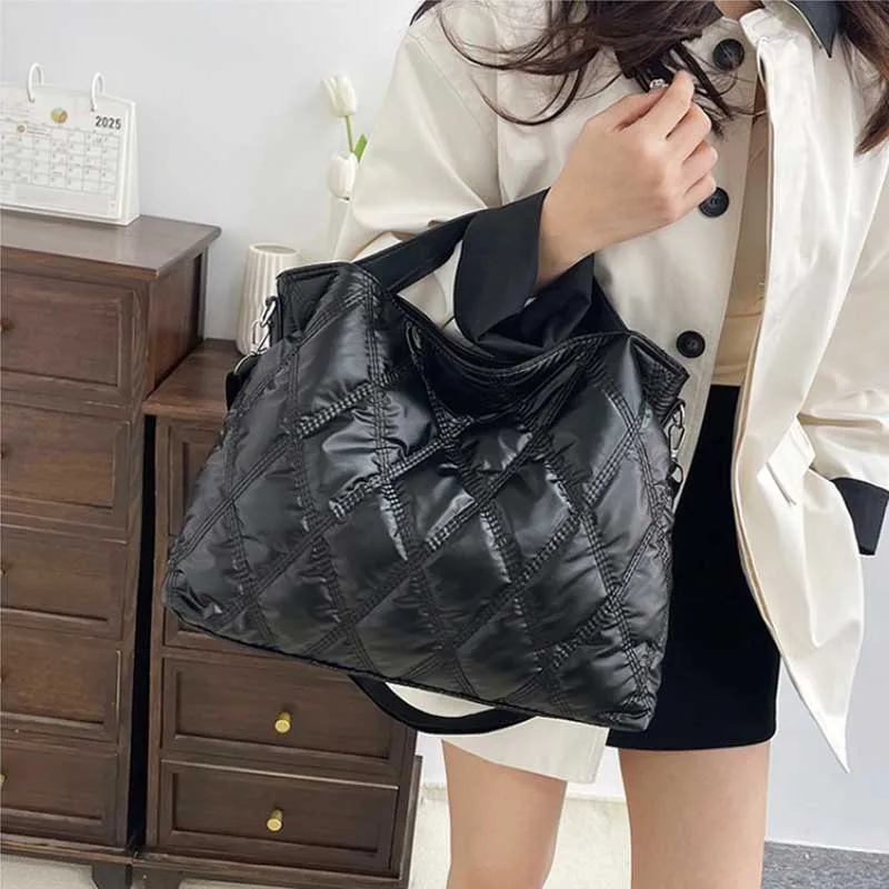 Simple Versatile Diamond Large Capacity Retro Handbag Women's Casual Soft Handle Crossbody Shoulder Bags Purse Bolsos Mujer