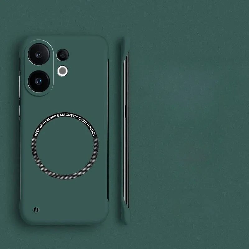 Ultra-Thin Frameless Magnetic Phone Case with Matte Hard Back Cover and Wireless Charging Compatibility