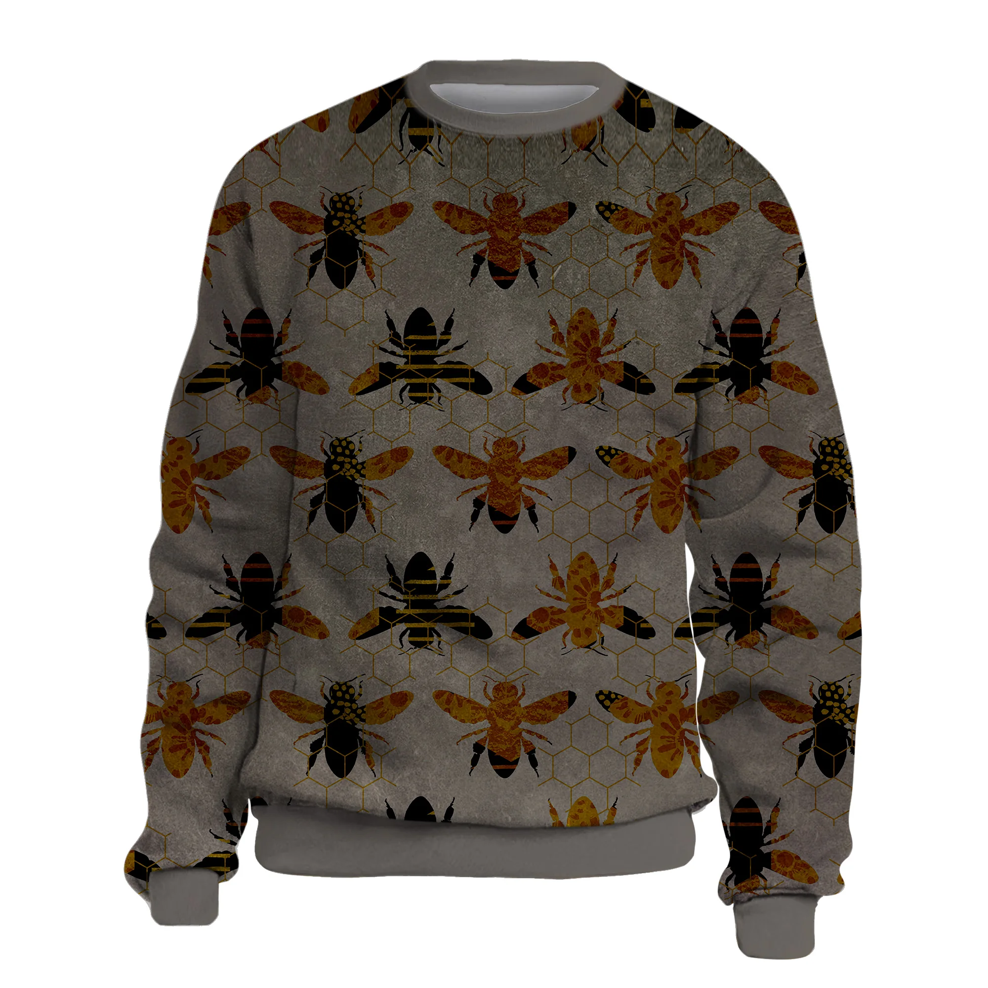 New Bee Printing Hoodie Men's Sweatshirt Thickened Casual Cartoon