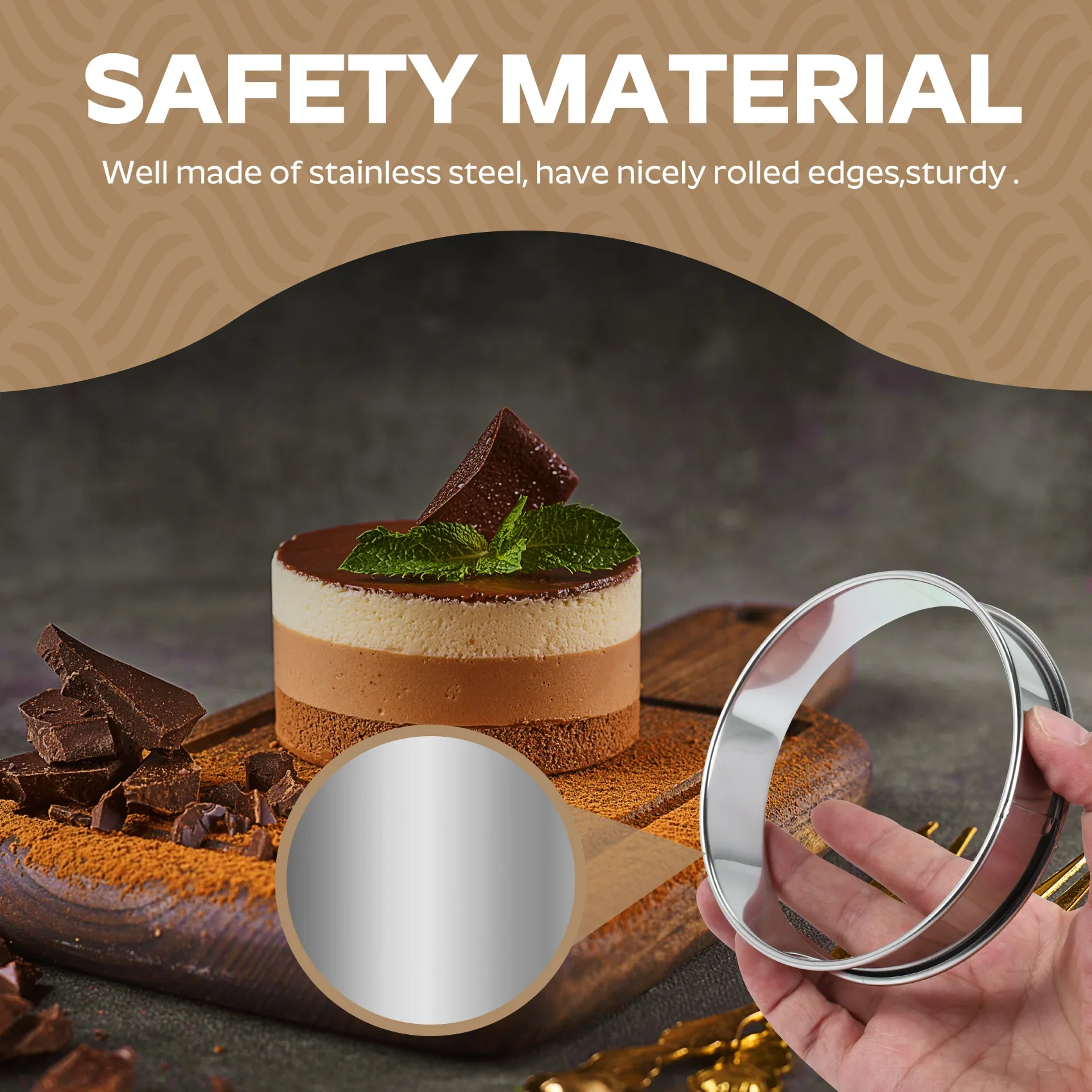 8 Pcs 4.1 Inch Muffin Tart Rings Double Tart Ring Stainless Steel Round Ring Mold for Home Cooking
