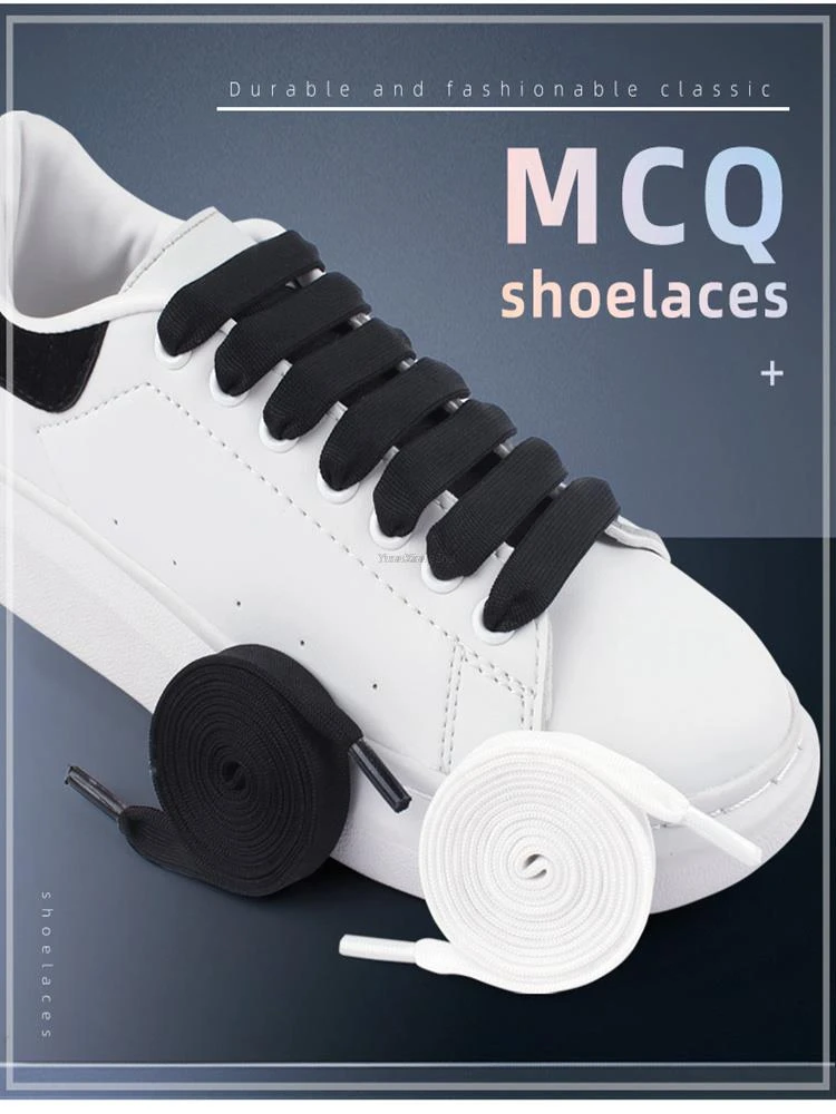Cordones de zapatos blancos y negros de calidad, cordones de arcoíris para zapatos informales, gradiente MCQ, 1,2 CM cordones de zapatos planos| | - AliExpress