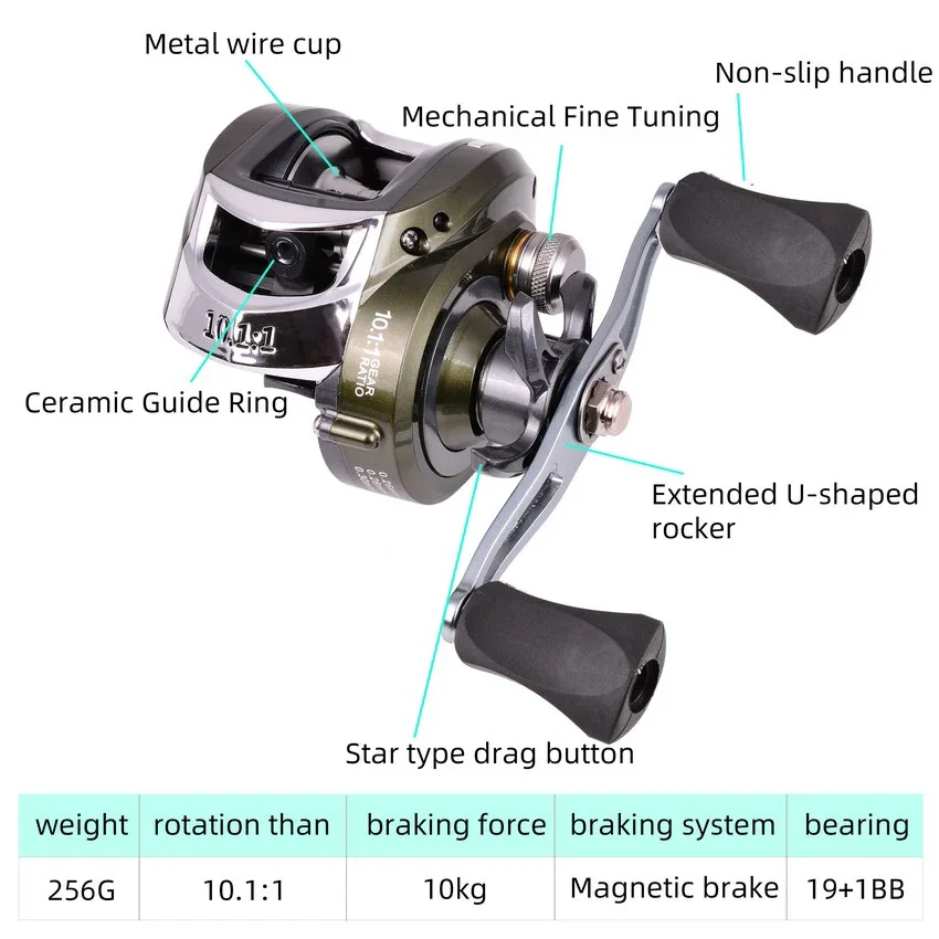 Aorace 2021 New Baitcasting Reel Dual Brake System Reel 10KG Max