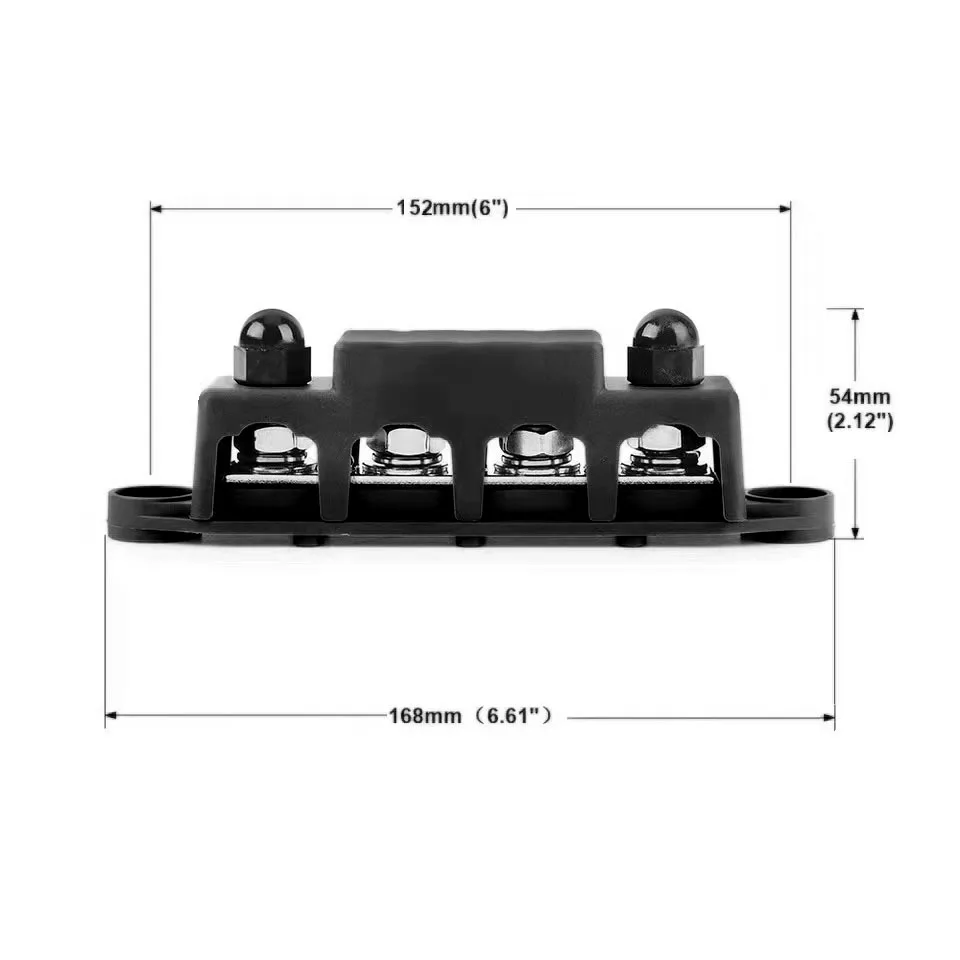 Power Distribution Block M8 M10 4 Studs Power Distribution Block 250A Rating BUSBAR Bus Bar With Cover For Car Boat Auto Yacht RVs