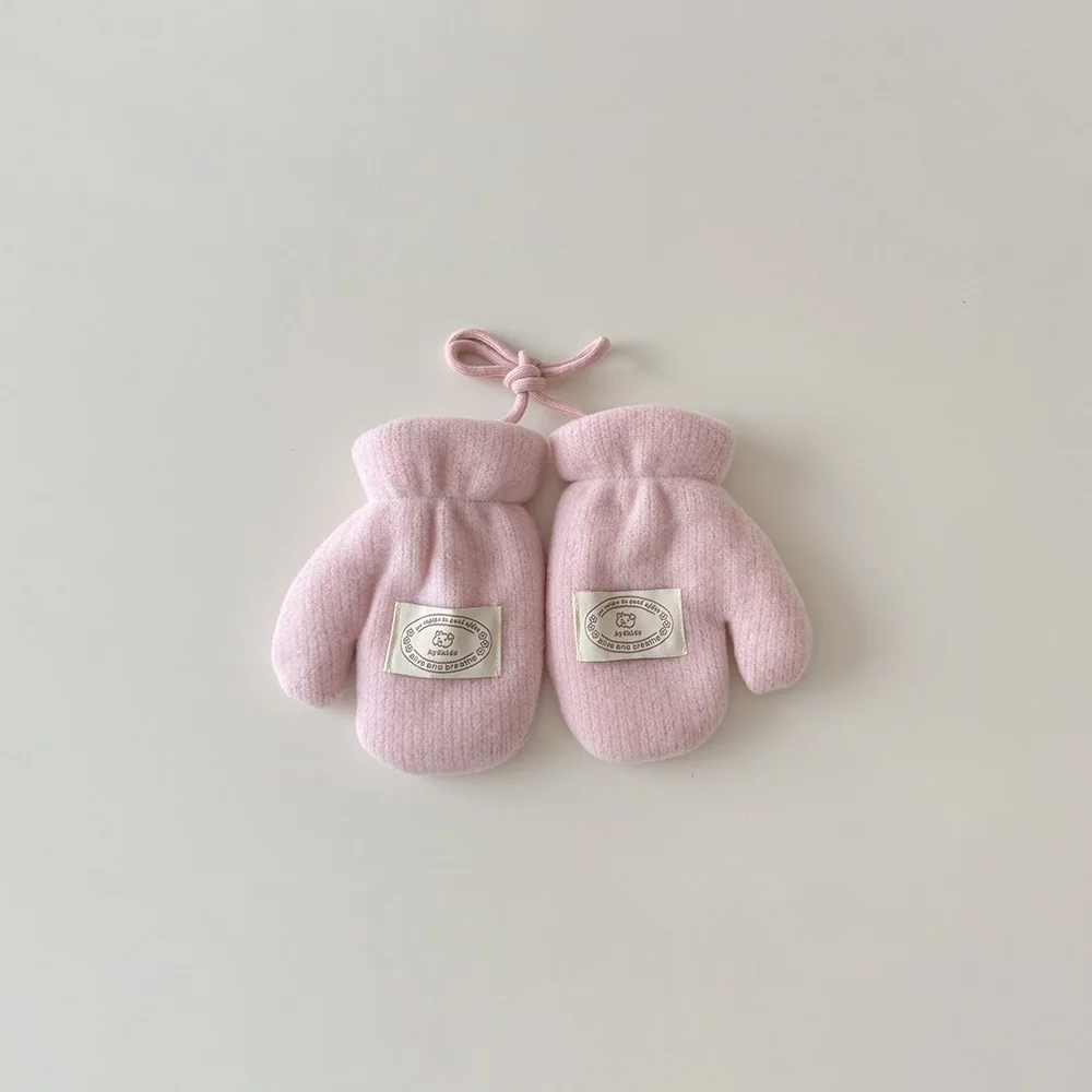 New Solid Color Neck Gloves Boys and Girls Korean Children's Gloves WinterWarm and Cold Bag Finger Wholesale