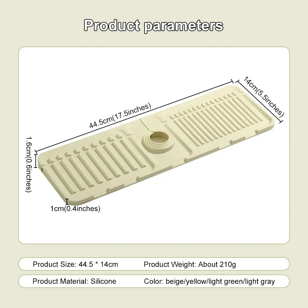 Silicone Draining Mat Fast Drying Sink Tray Faucet Guard Mat Sink Splash Guard Home Kitchen Bathroom Countertop Drain Rack faucet mat,sink tray