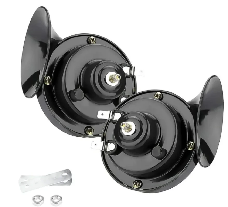 Car Siren Horn 2pcs Universal Loud Car Horn 12V Electric Snail Train Horn Super Loud Waterproof Horns Siren for Motorcycle Car Truck SUV Boat