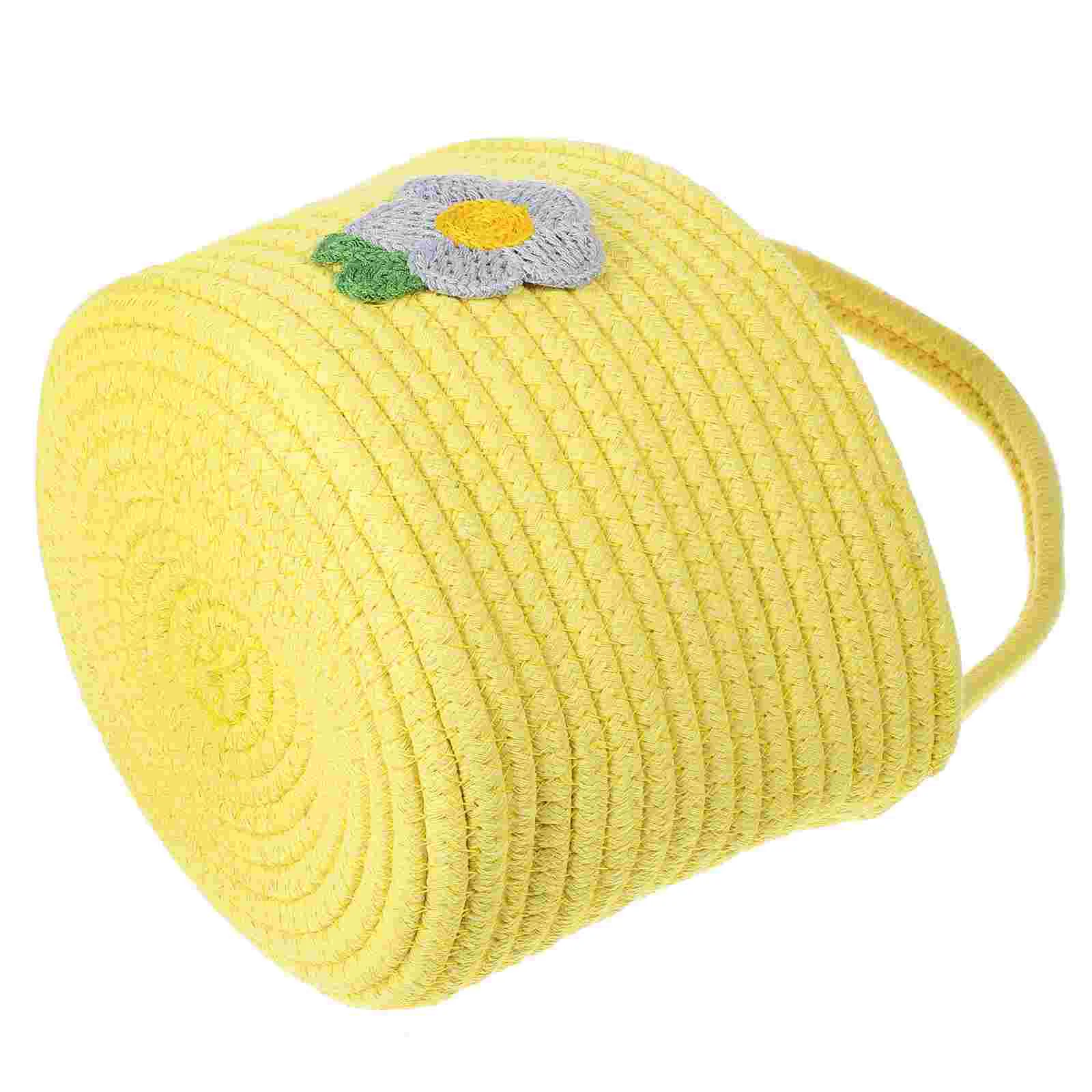 

Decor Dried Flower Basket Storage Cotton Rope for Girls Woven Hand-made Holder Child Party Favors