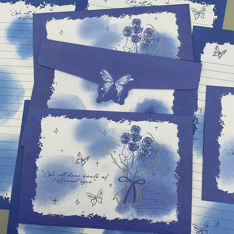 8pcs/set Butterfly Rose Envelopes for Letters Kawaii Gifts Wrap Bag DIY Wedding Party Invitation Card Postcards Cover Stationery