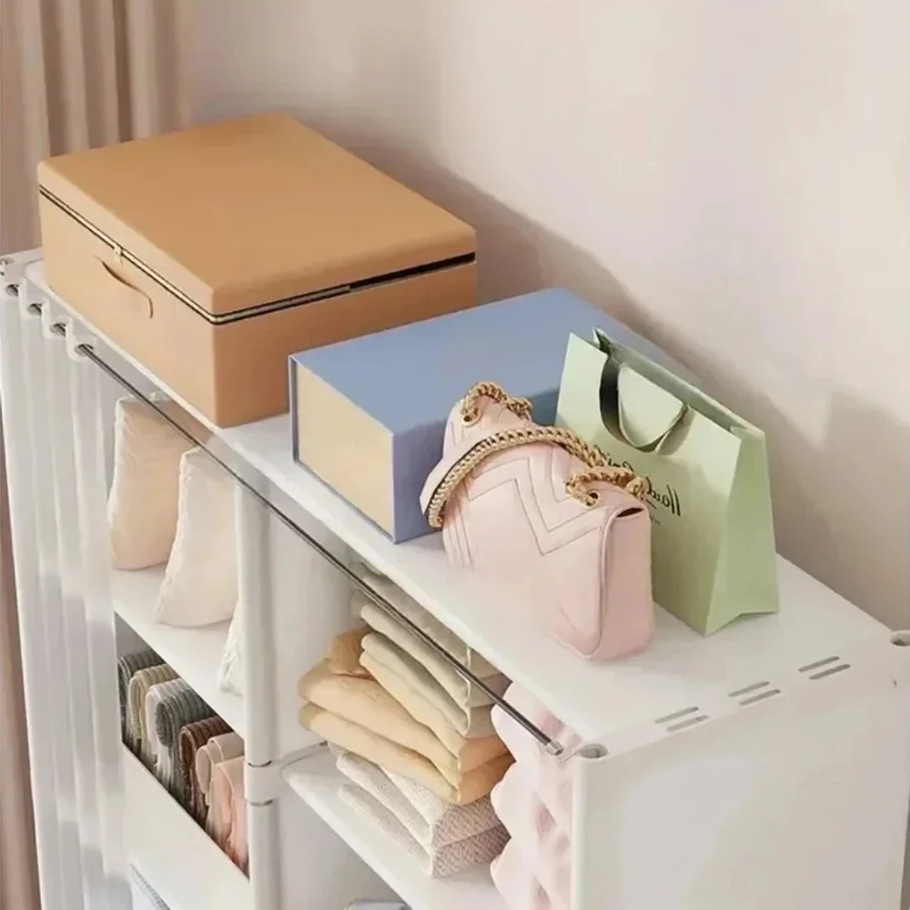 Storage Cabinet Cloth Wardrobe Fabric Wardrobe Dustproof Wardrobe Simple Assembly Storage Bedroom Open Storages Multi-layer Assembly Closet Organizer